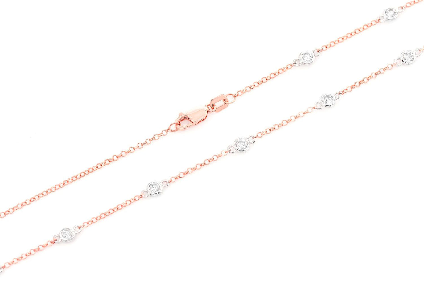 ETERNITY ROUND BEZEL SET DIAMOND NECKLACE 14K SOLID GOLD 1.00CTW