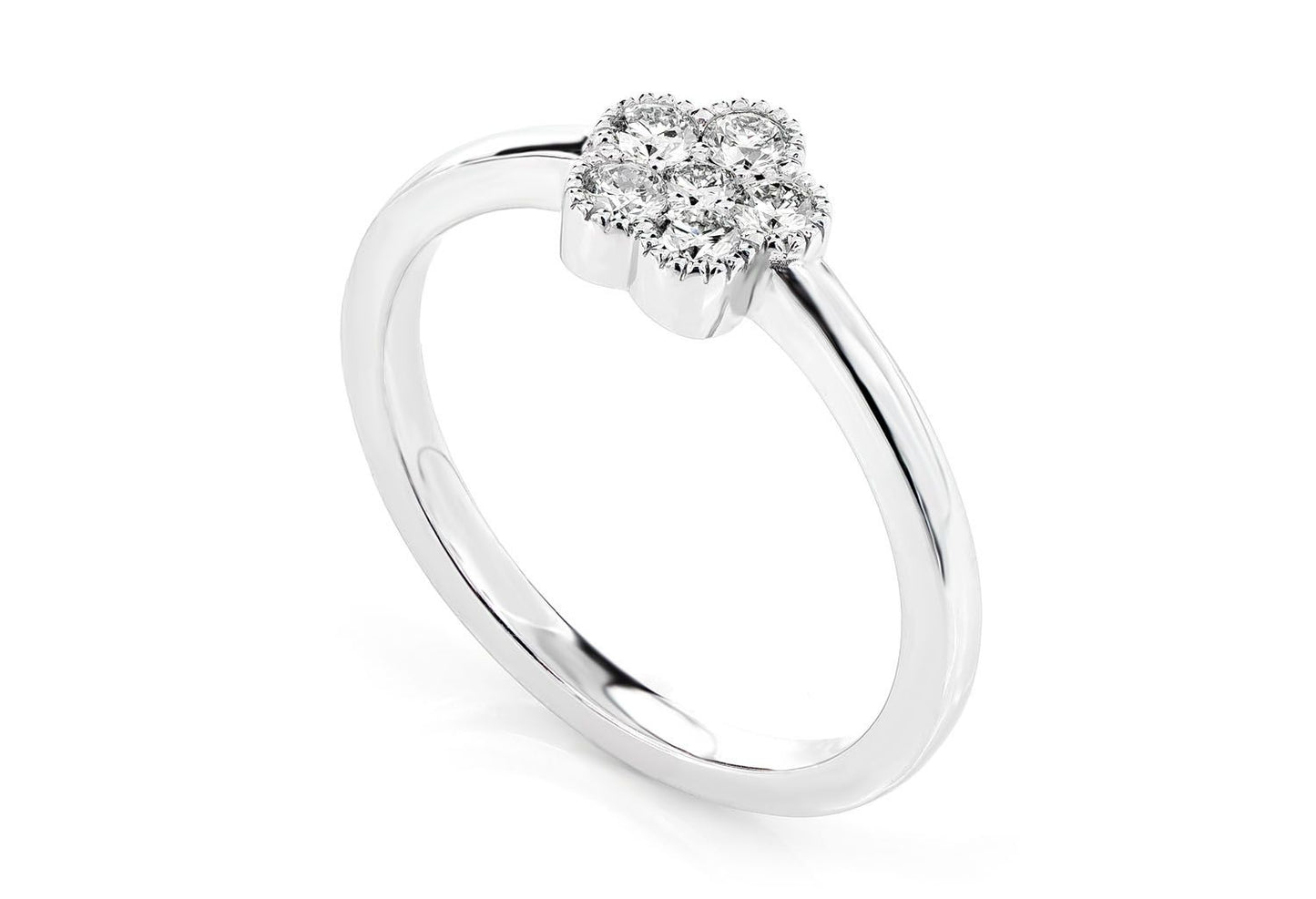 DIAMOND MILGRAIN CLOVER ENGAGEMENT RING - 0.25CTW