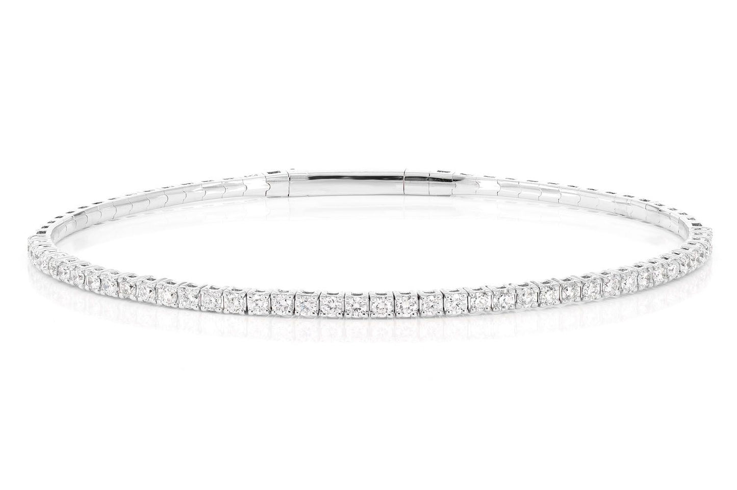 2PT PRONG SET DIAMOND FLEX BANGLE TENNIS BRACELET 1.00CTW 14K SOLID GOLD
