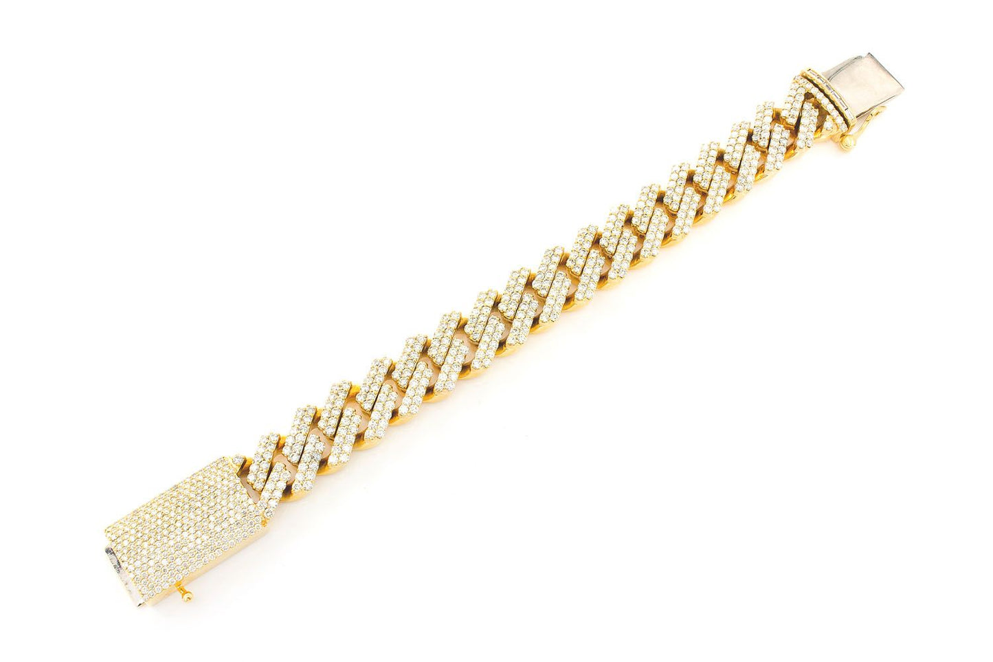 13MM RAISED DIAMOND CUBAN LINK BRACELET 14K SOLID GOLD 11.50CTW