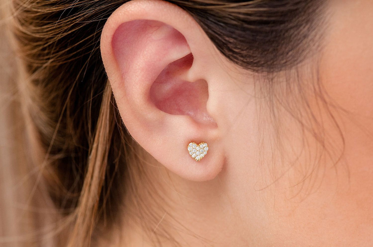 HEART STUD DIAMOND EARRINGS 14K SOLID GOLD 0.25CTW