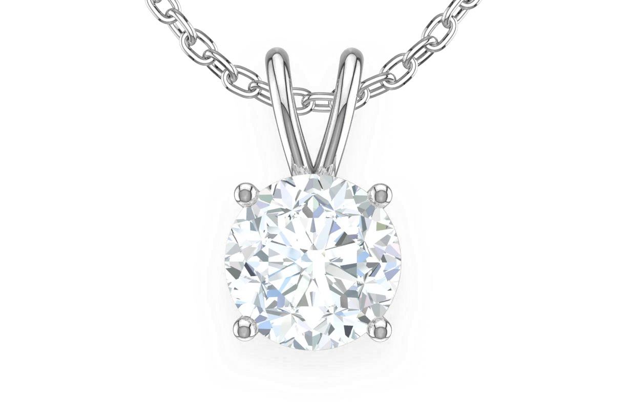0.10CT ROUND SOLITAIRE DIAMOND PENDANT 14K SOLID GOLD