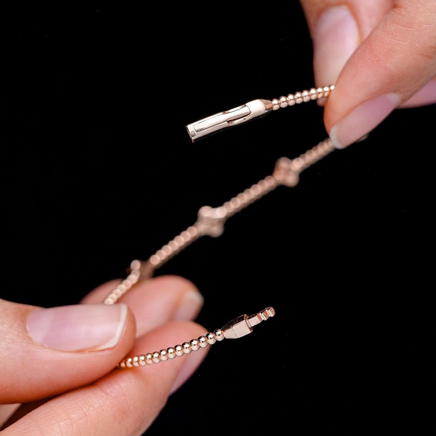 BEADED MILGRAIN DIAMOND CLOVER FLEX BANGLE BRACELET 14K SOLID GOLD 0.45CTW