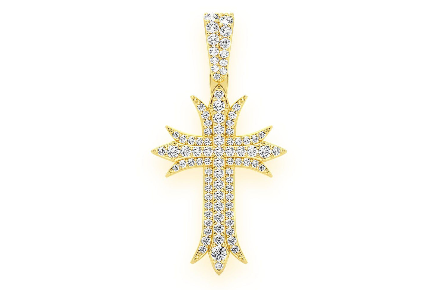 DECO THREE ROW CROSS DIAMOND PENDANT 14K SOLID GOLD 0.65CTW