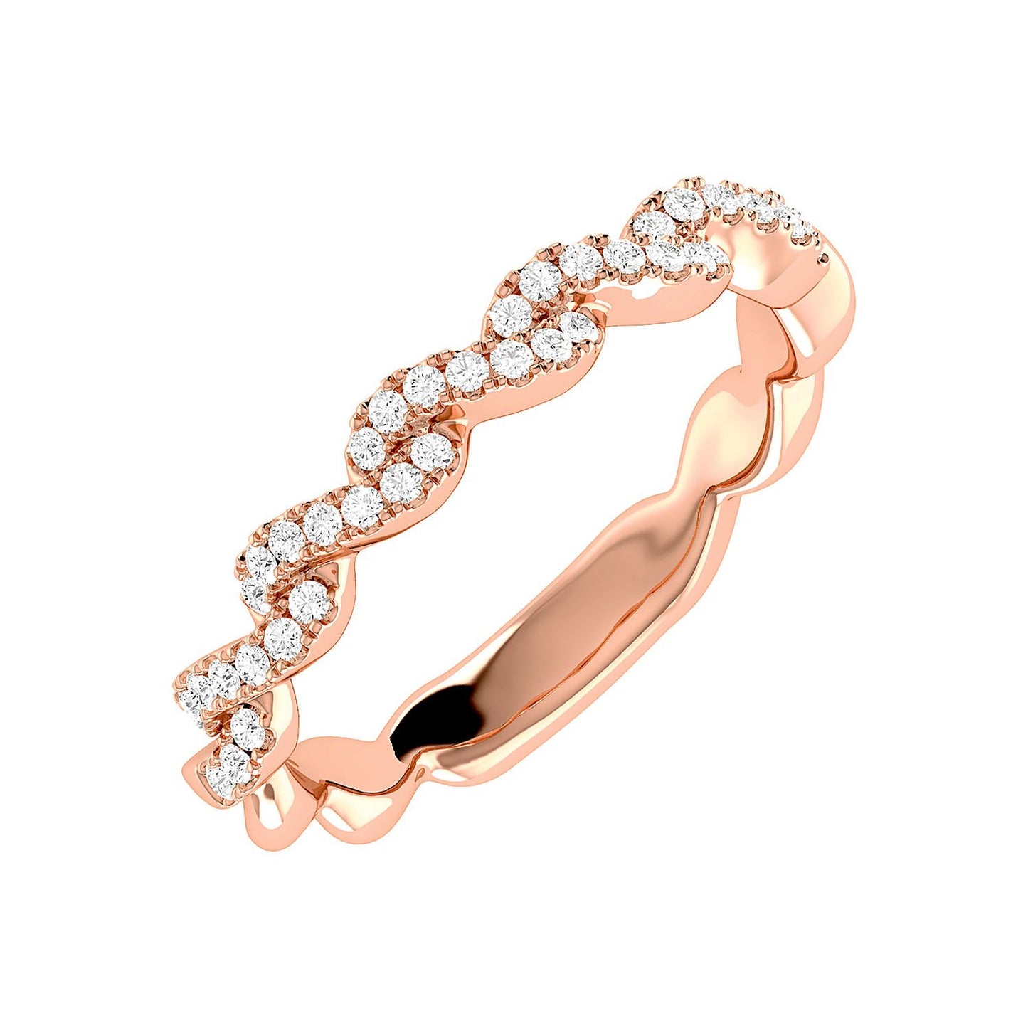 TWISTED DIAMOND BAND RING 14K SOLID GOLD 0.25CTW