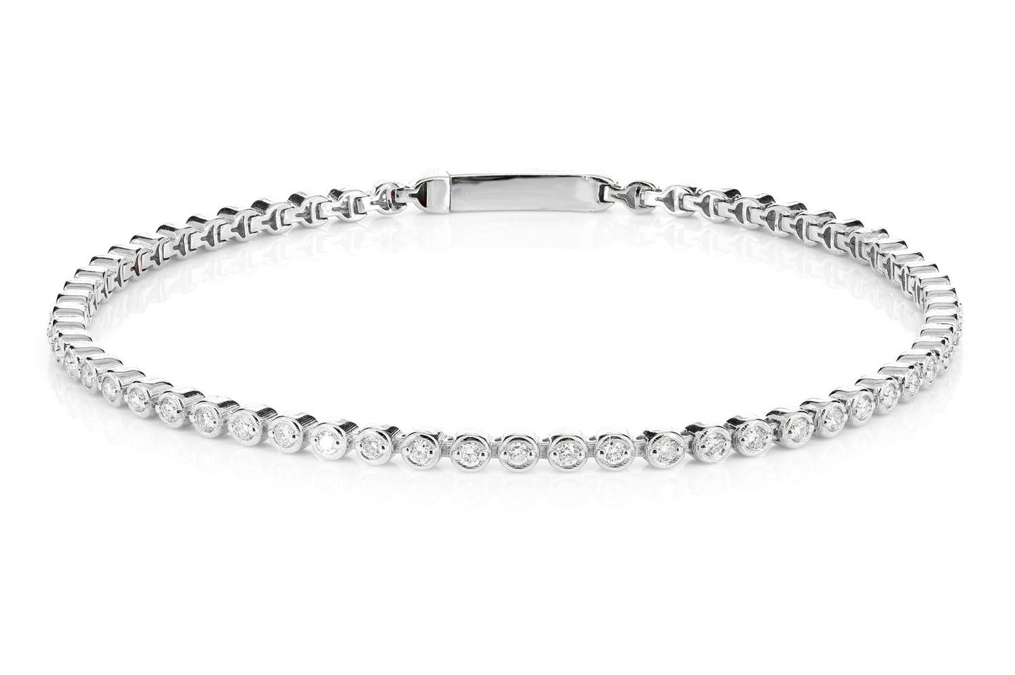 EXTENDED DIAMOND BEZEL LINK BRACELET 14K SOLID GOLD 0.80CTW
