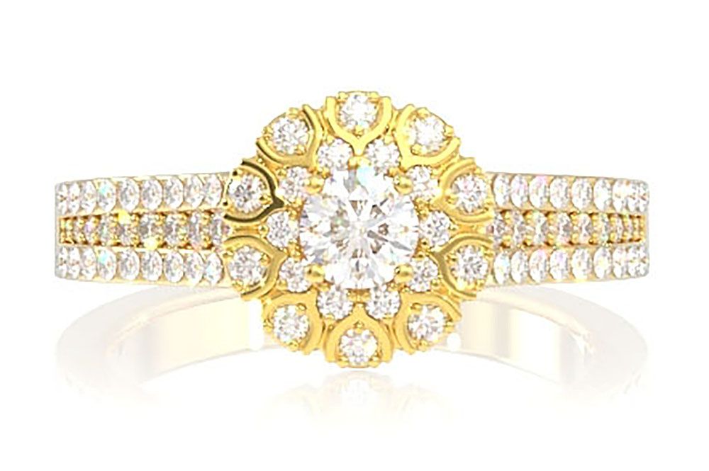 WISHBONE HALO DIAMOND ENGAGEMENT RING 0.60CTW - 14K SOLID GOLD