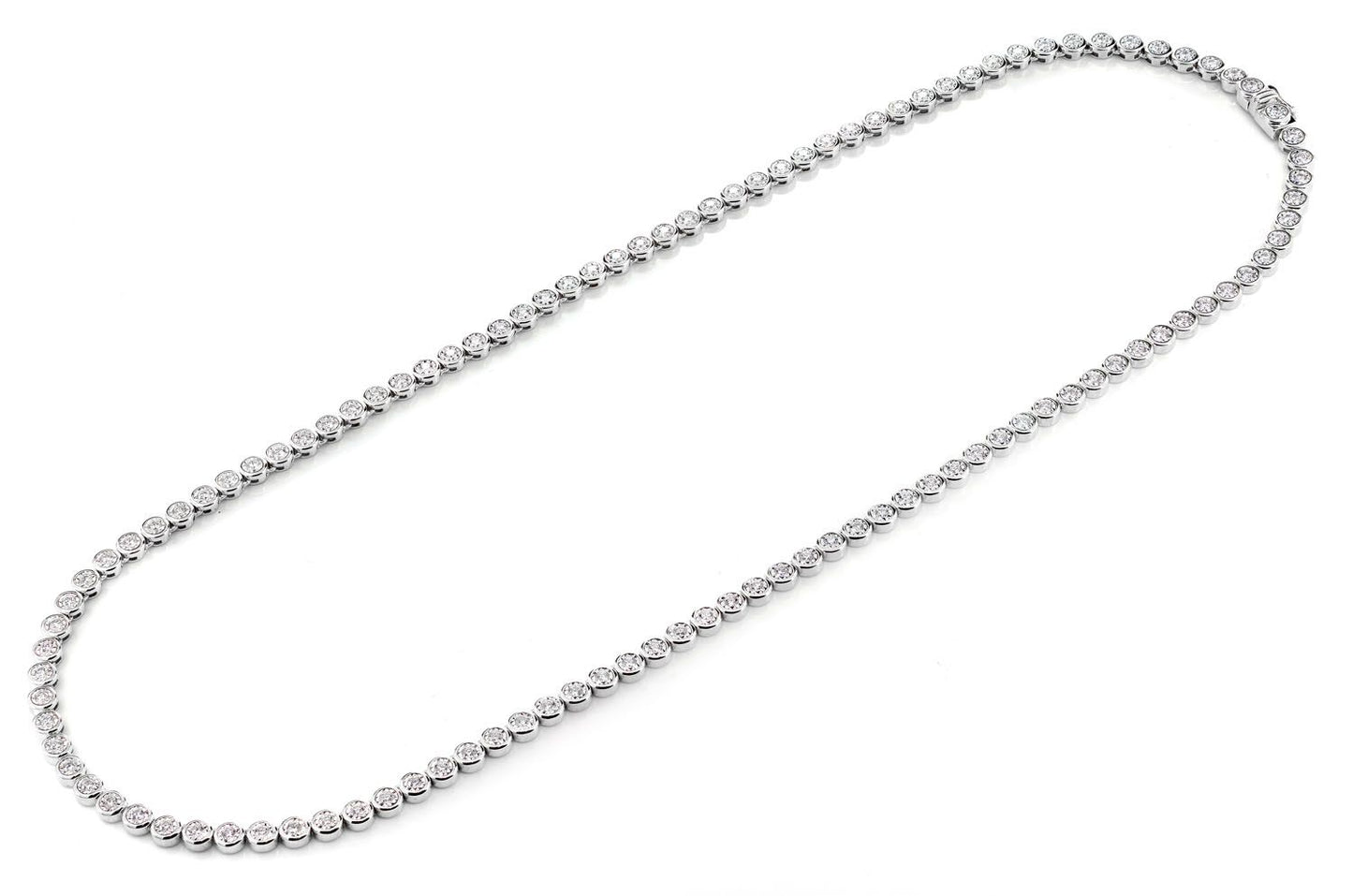 BEZEL SET MIRACLE DIAMOND TENNIS NECKLACE 14K SOLID GOLD 5.66CTW