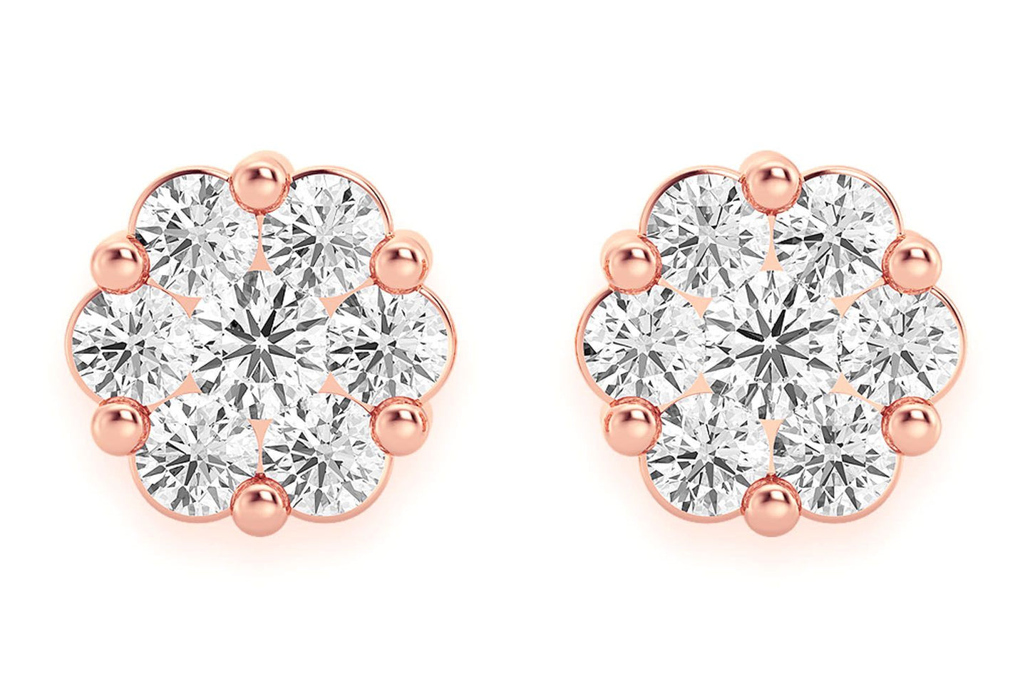 0.25CTW FLOWER STUD DIAMOND EARRINGS 14K SOLID GOLD