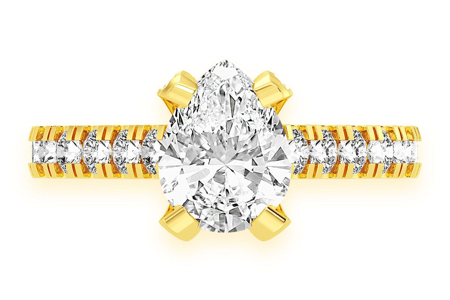 THINN - 1.50CT PEAR SOLITAIRE - SINGLE ROW SCALLOP - DIAMOND ENGAGEMENT RING