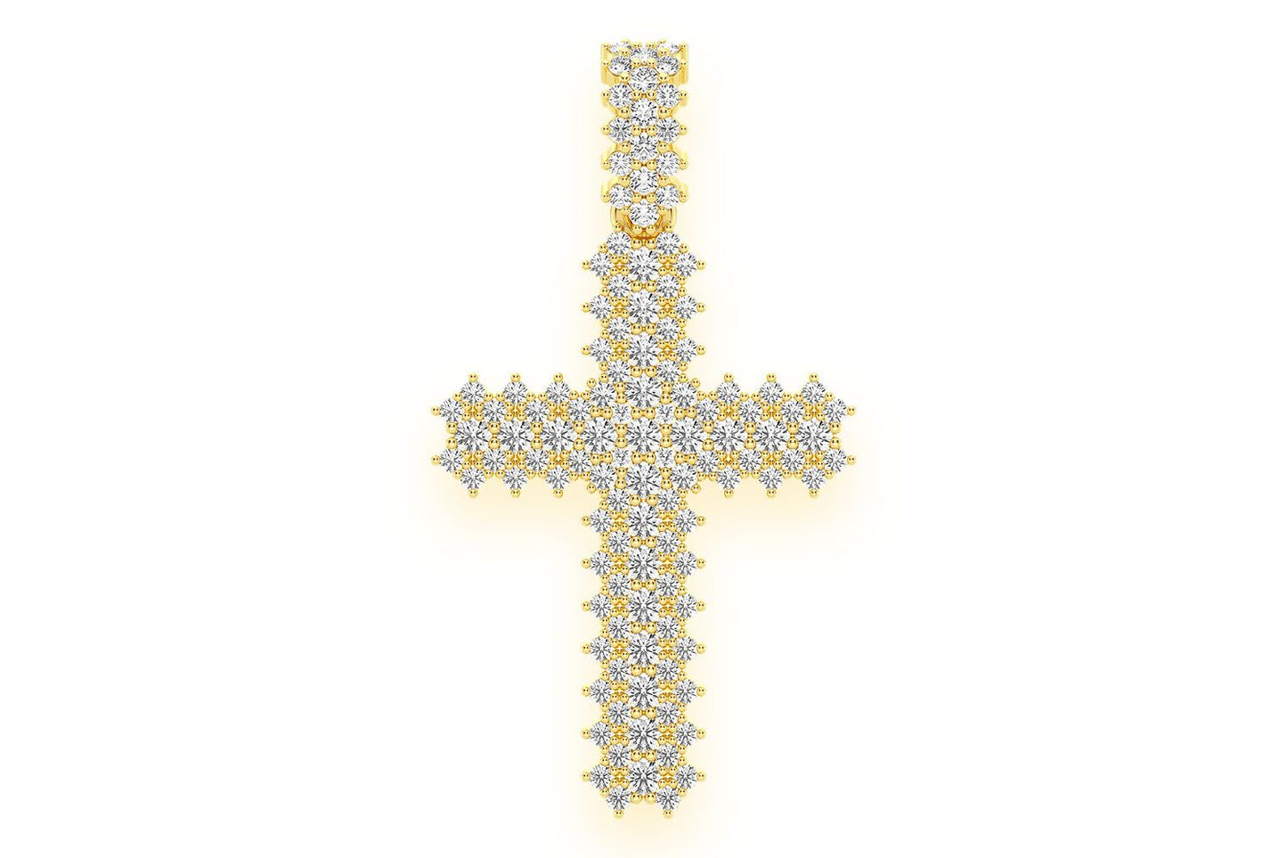 SMALL 5 ROW JAGGED CROSS DIAMOND PENDANT 14K SOLID GOLD 0.75CTW
