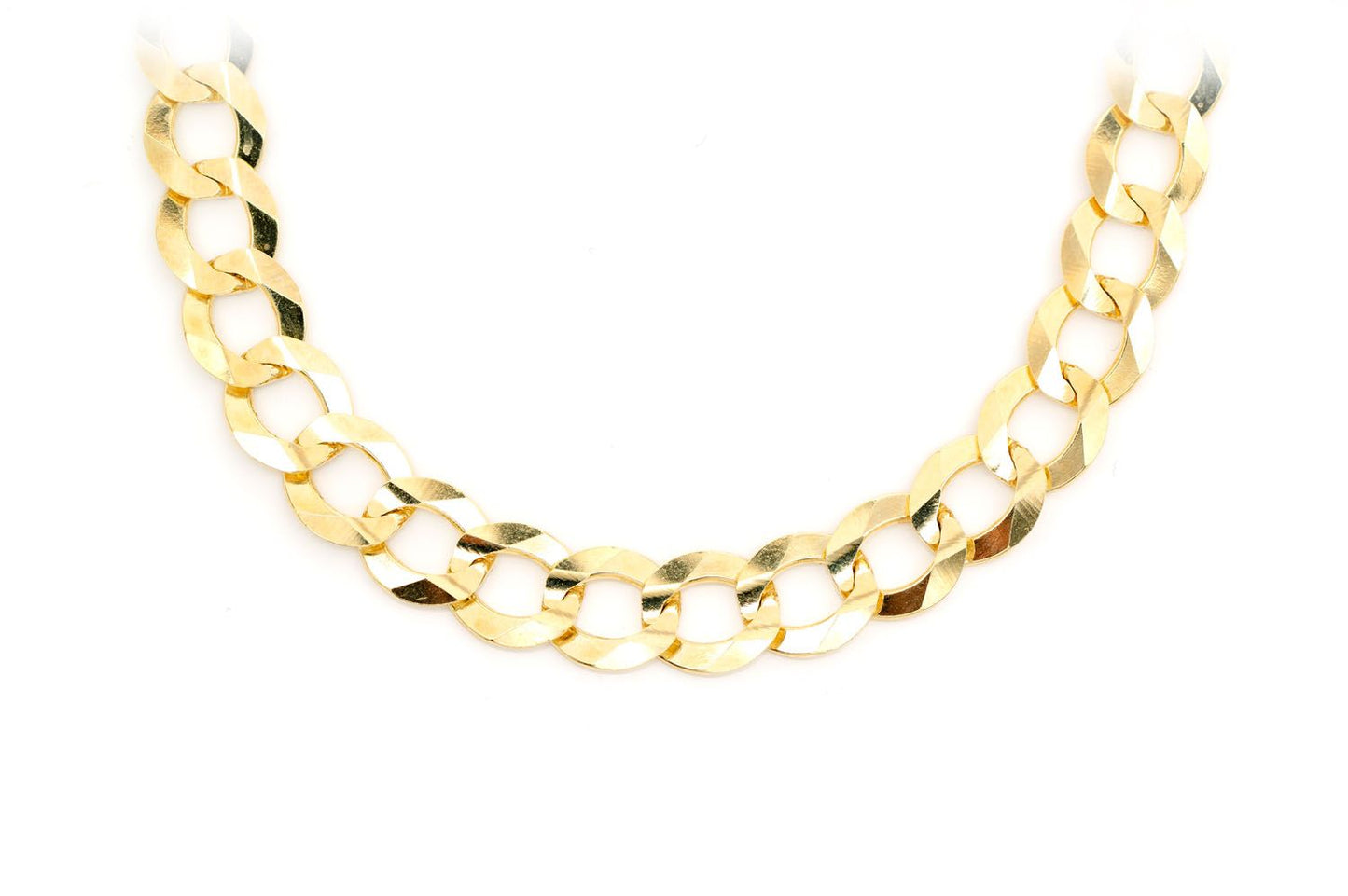 9.5MM FLAT CURB LINK 14K SOLID GOLD CHAIN
