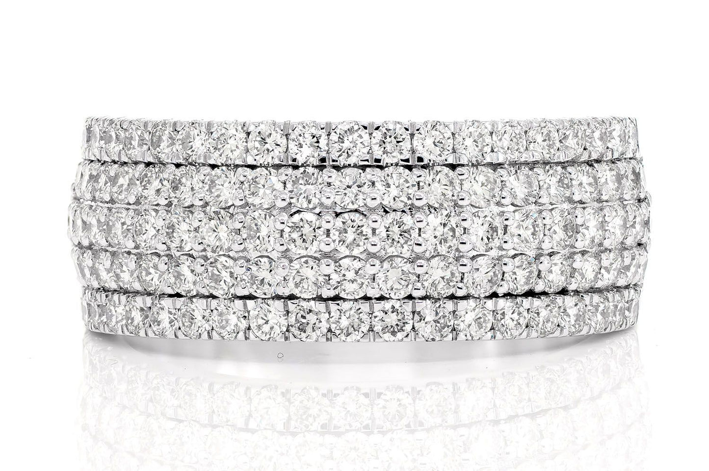 MULTI ROW FRENCH PAVE DIAMOND BAND 14K SOLID GOLD 2.00CTW