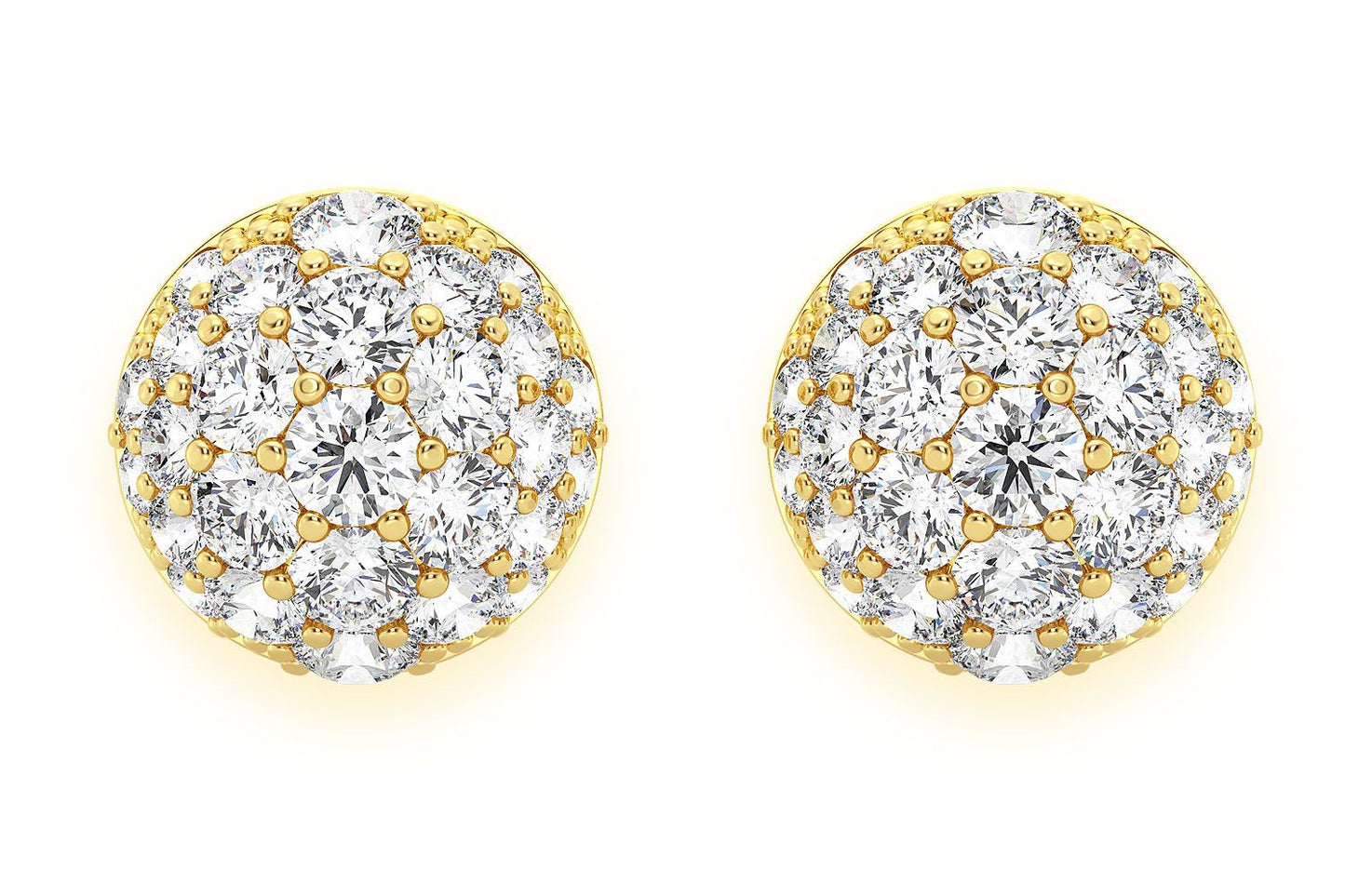 DOME DIAMOND EARRINGS 14K SOLID GOLD 0.45CTW