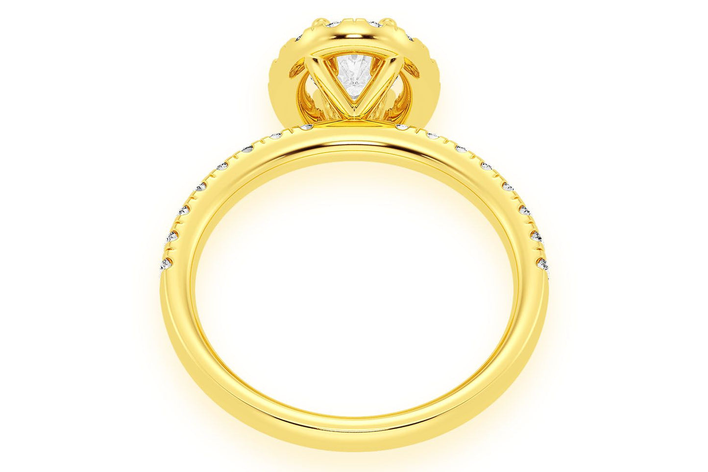 THAV - 0.75CT OVAL SOLITAIRE - SCALLOP HALO ONE ROW - DIAMOND ENGAGEMENT RING