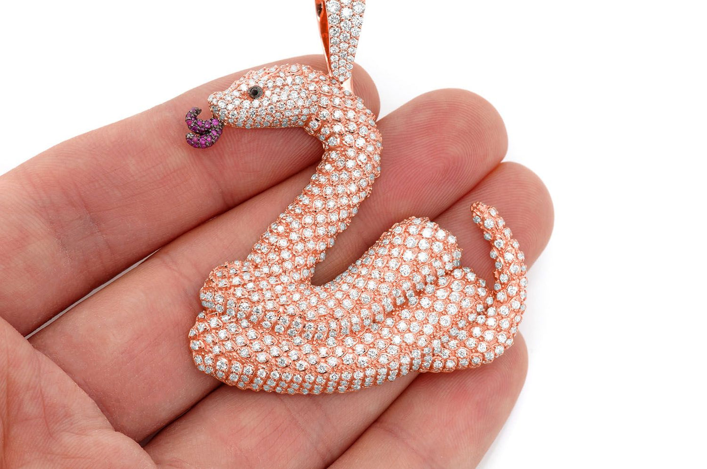 SNAKE SCALES DIAMOND PENDANT 14K SOLID GOLD 6.00CTW