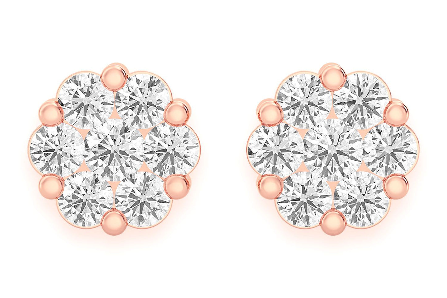 CERCEI CU DIAMANT ȘTIGAT CU FLOARE DE 0.75 CT AUR MASIV DE 14K