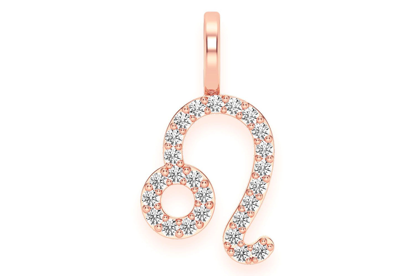 LEO ZODIAC DIAMOND PENDANT 14K SOLID GOLD 0.10CTW