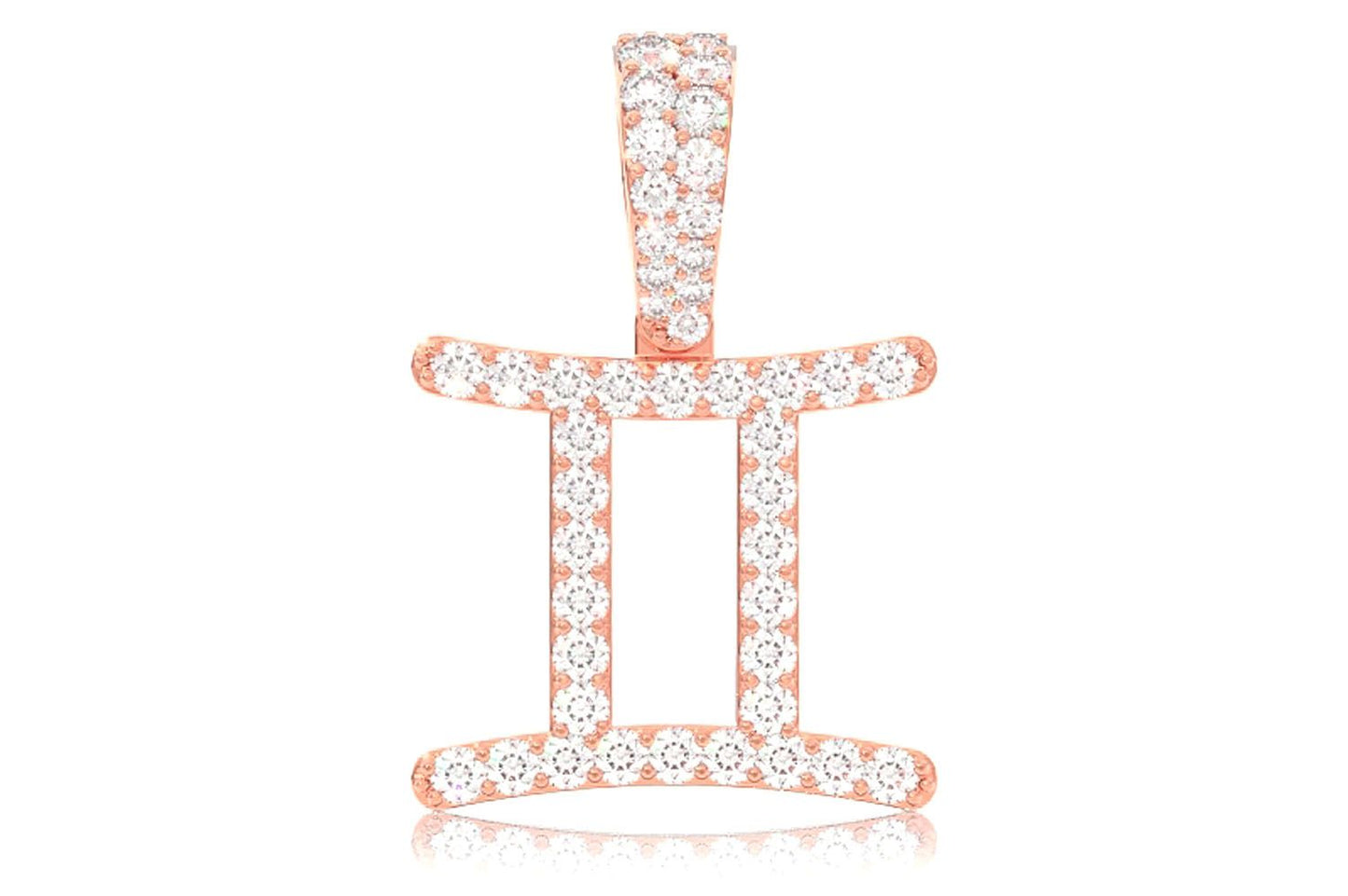 GEMINI ZODIAC DIAMOND PENDANT 14K SOLID GOLD 0.75CTW