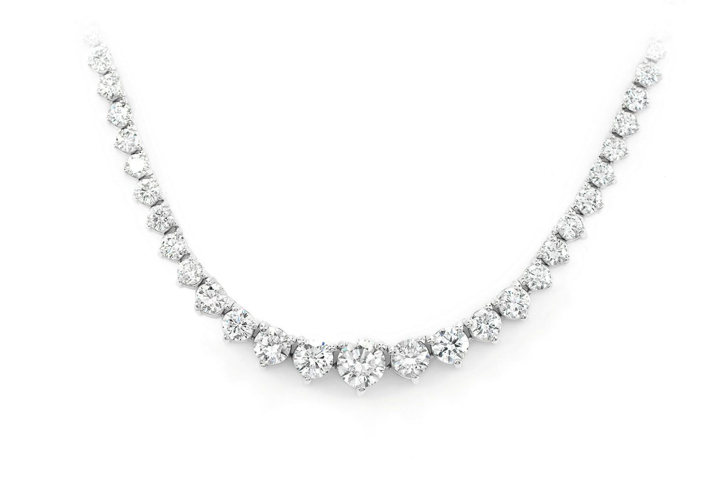 GRADUATED DIAMOND RIVIERA NECKLACE 14K SOLID GOLD 3.00CTW