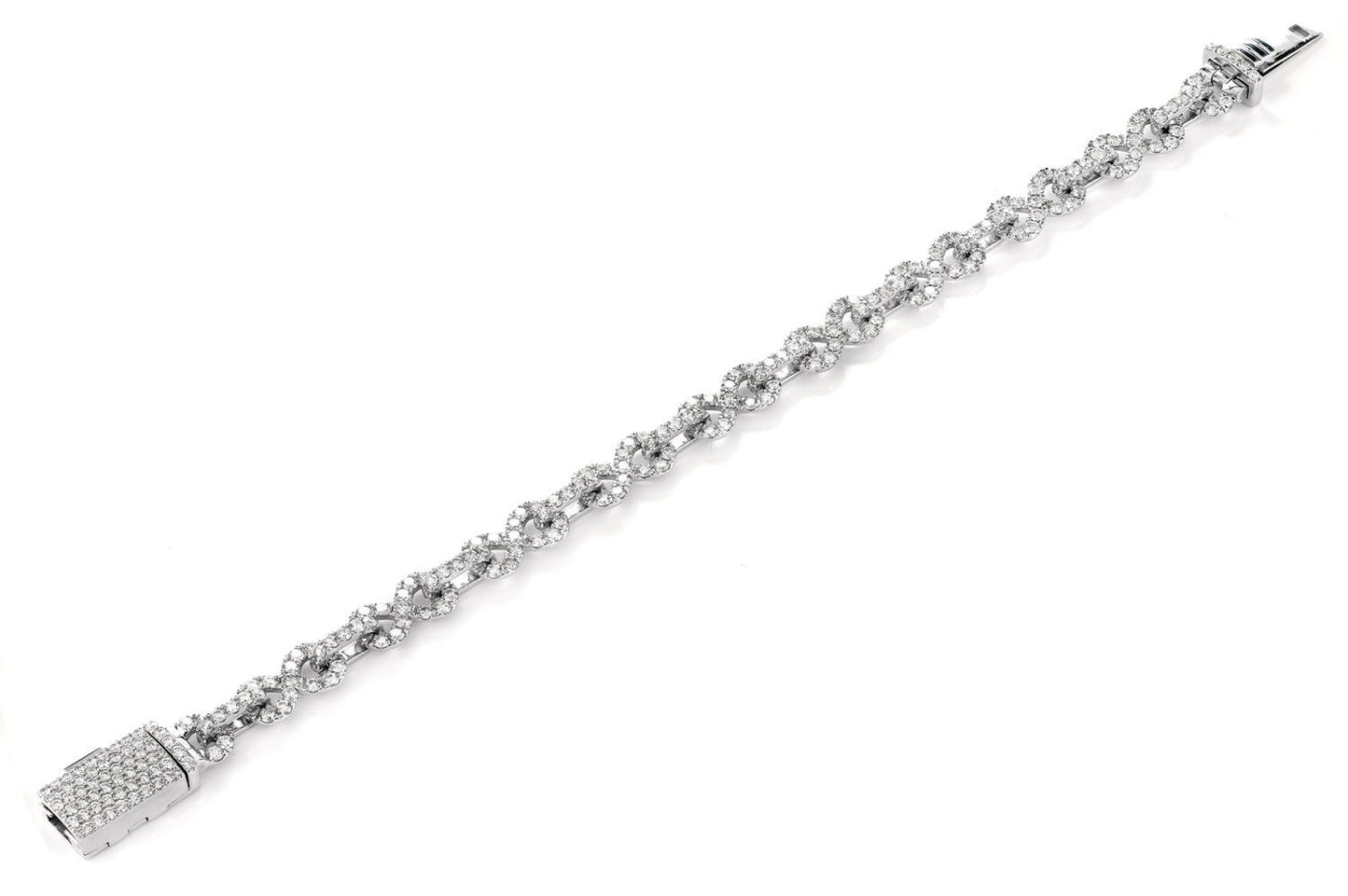 INFINITY LINK DIAMOND BRACELET 14K SOLID GOLD 12.25CTW