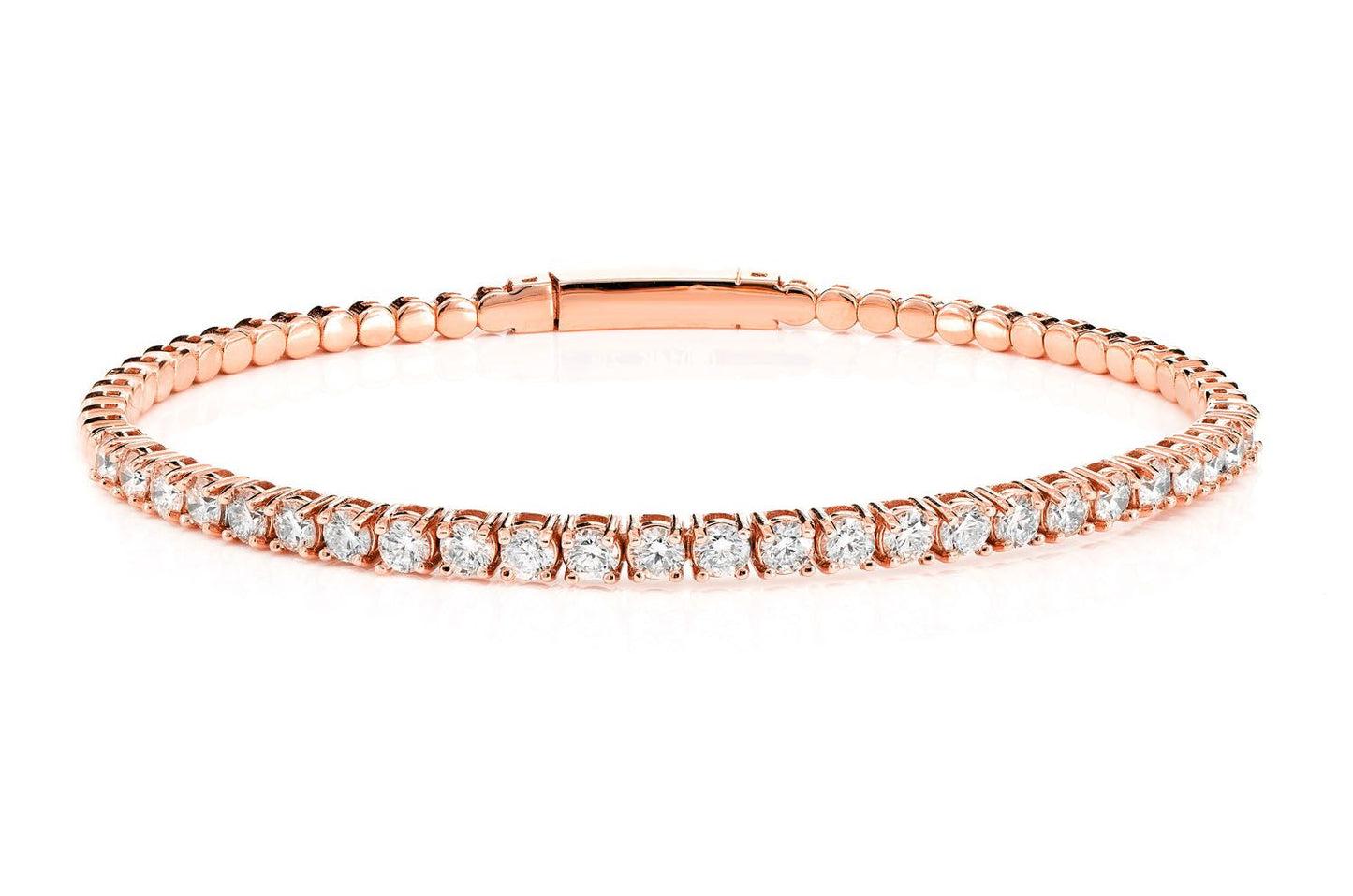7PT PRONG SET DIAMOND FLEX TENNIS BANGLE BRACELET 14K SOLID GOLD 2.00CTW