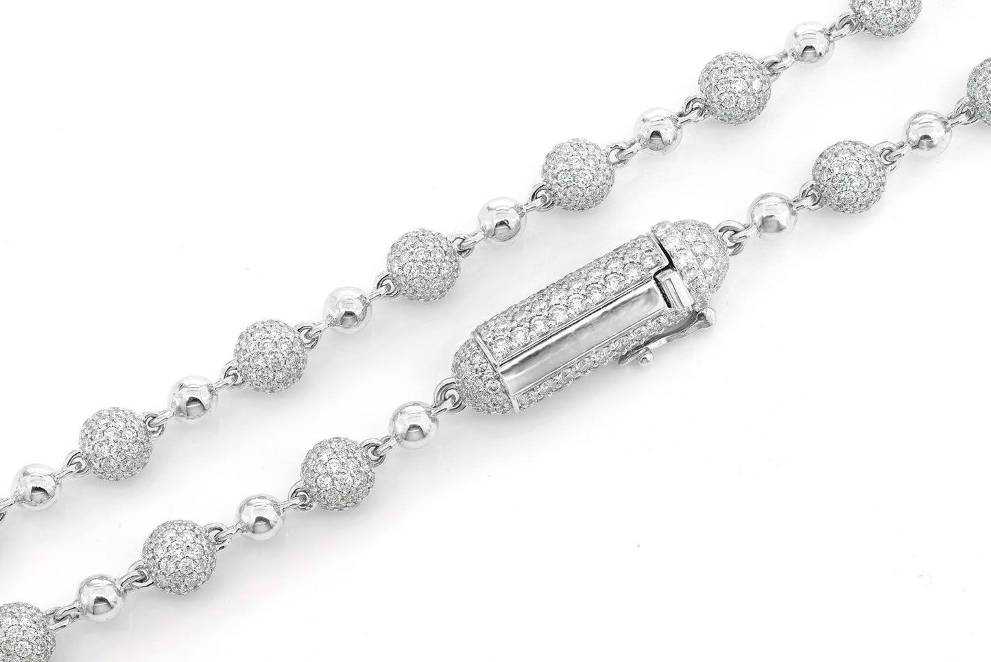 BEADED DIAMOND NECKLACE 14K SOLID GOLD 21.50CTW