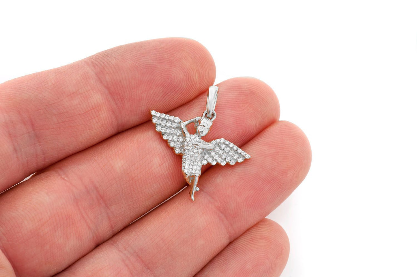 ANGEL DIAMOND PENDANT 14K SOLID GOLD .33CTW