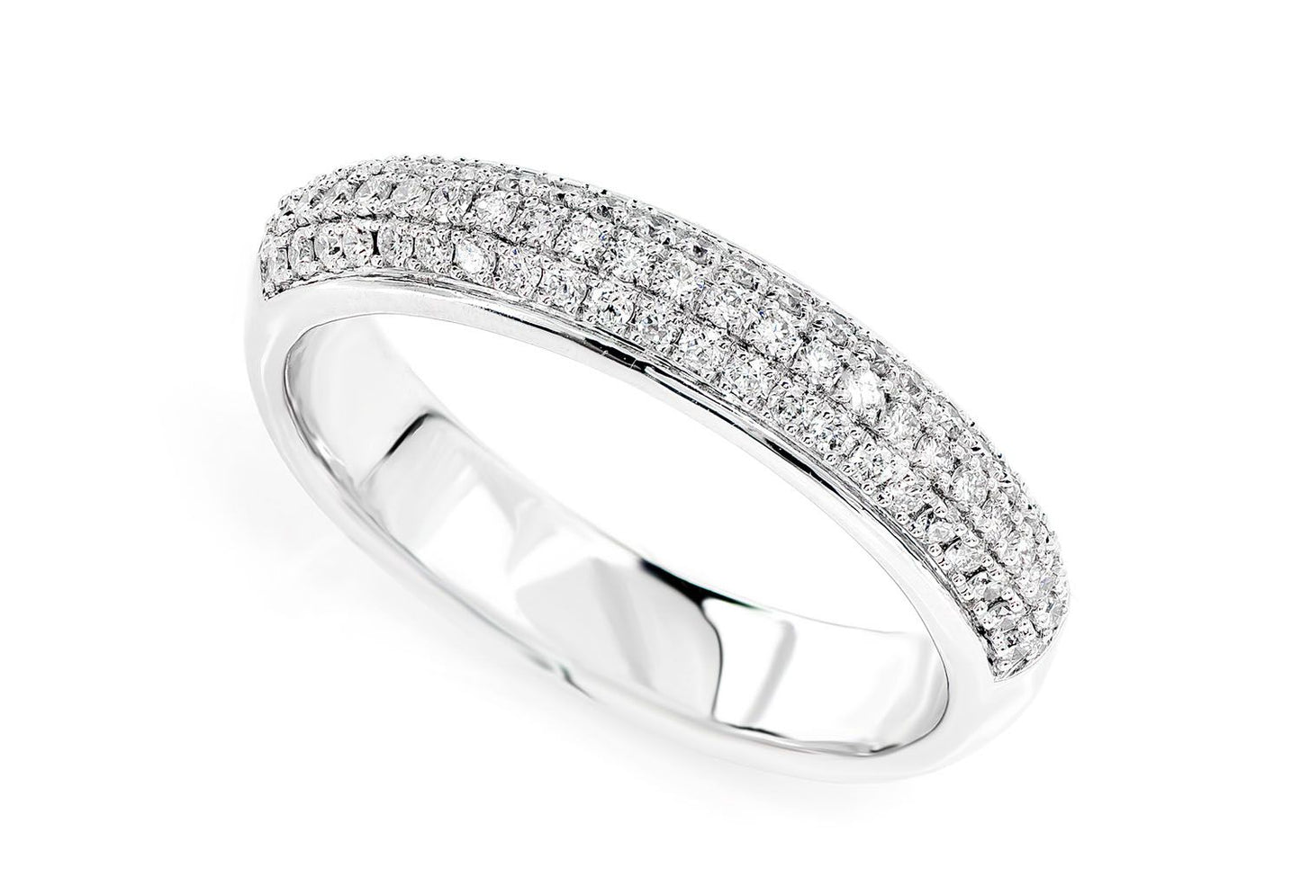 THREE ROW BUBBLY DIAMOND BAND RING 14K SOLID GOLD 0.35CTW
