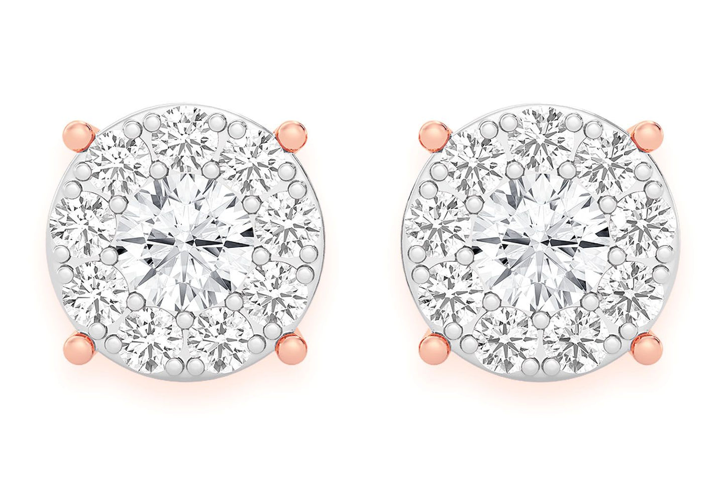CERCEI CU DIAMANT ȘTIF ȘI MOZAIC DE 0.75 CT AUR MASIV DE 14K