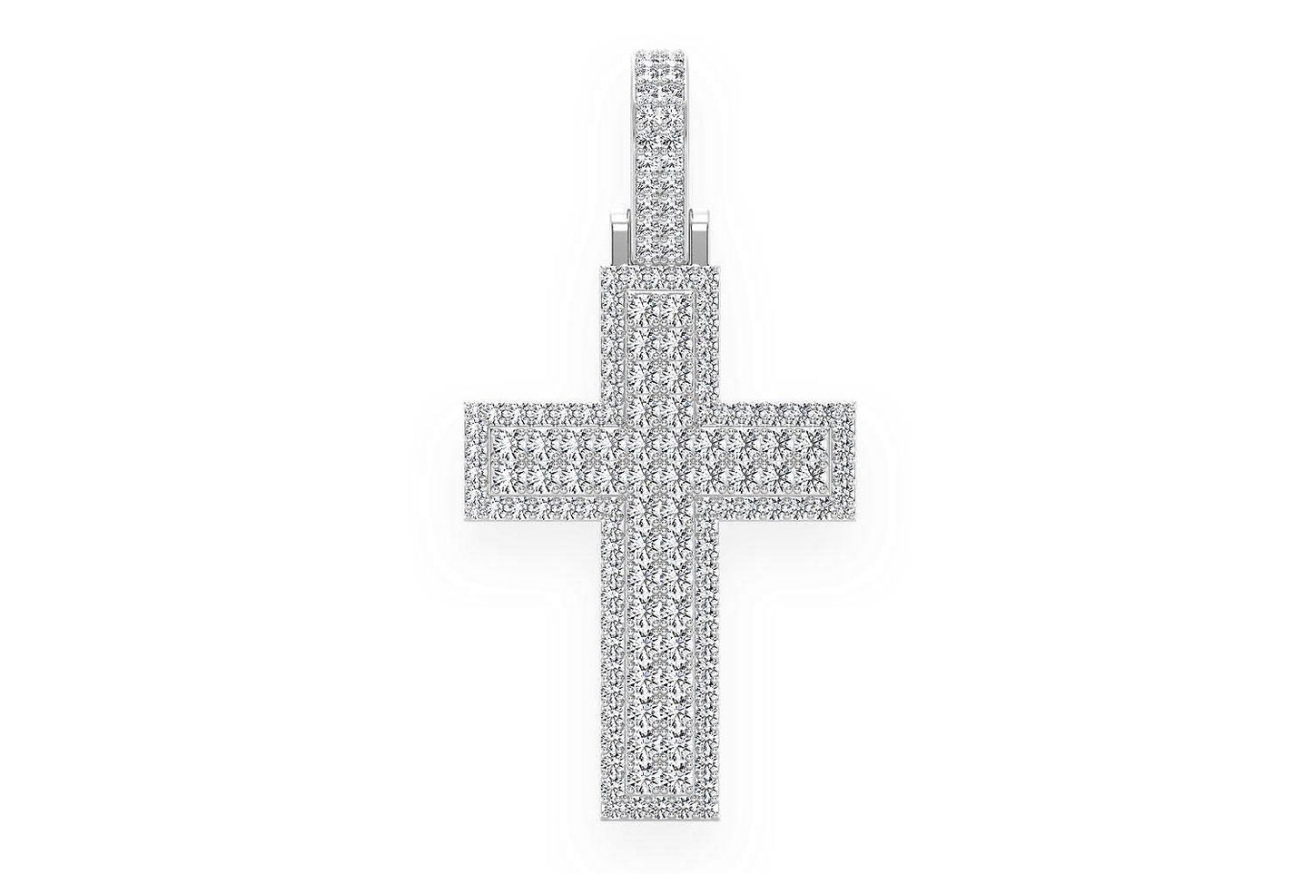 BORDER CROSS DIAMOND PENDANT 14K SOLID GOLD 4.50CTW