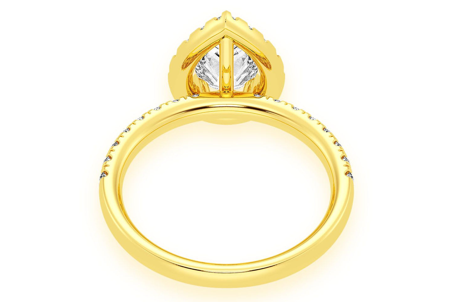 THAV - 0.75CT SOLITAIRE PEAR SHAPE HALO - DIAMOND ENGAGEMENT RING