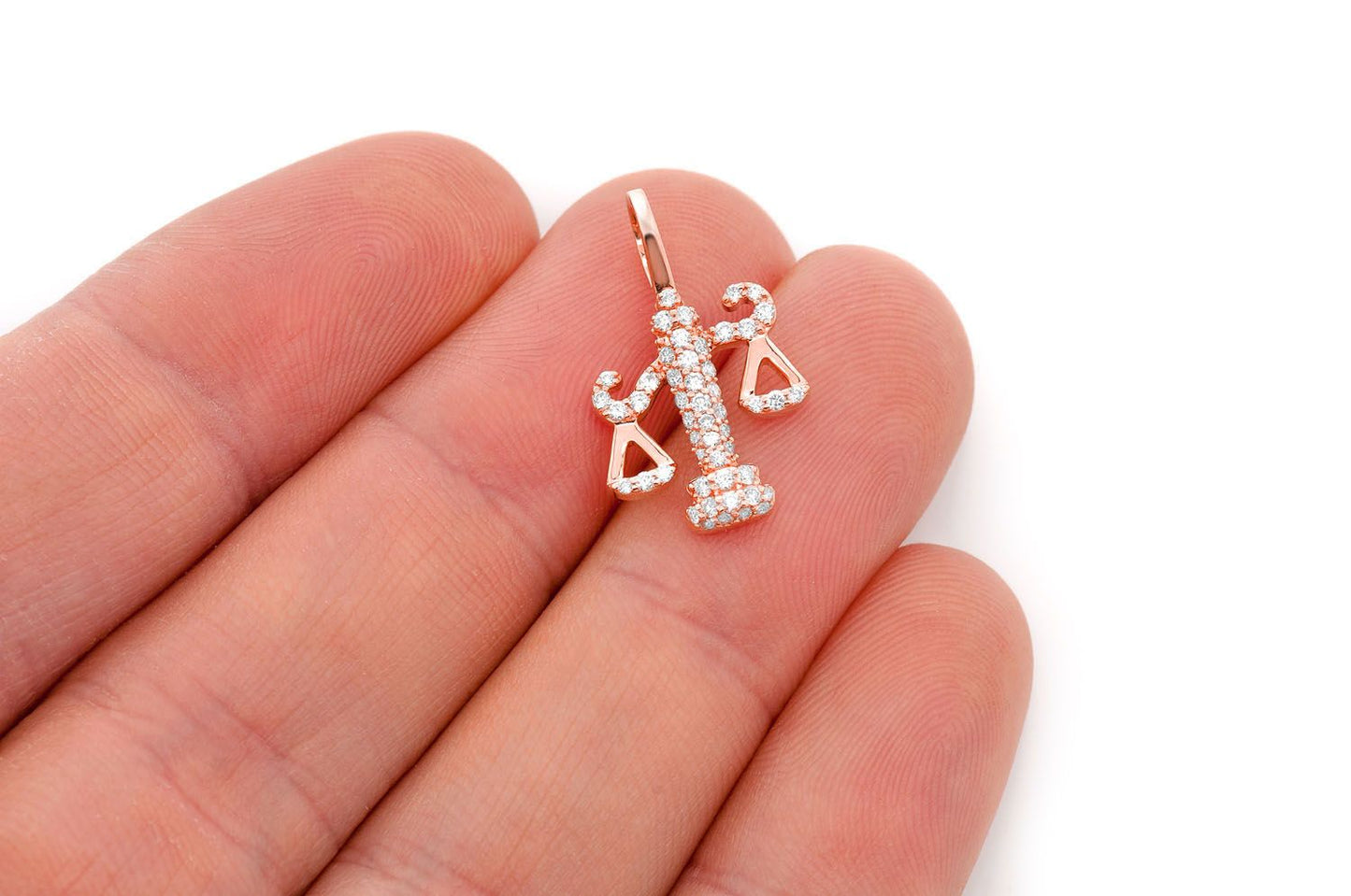 BALANCE SCALE DIAMOND PENDANT 14K SOLID GOLD 0.30CTW