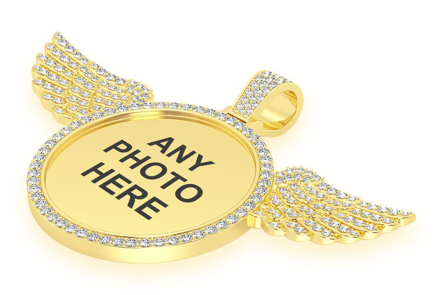 MEMORY WINGS PHOTO DIAMOND PENDANT 14K SOLID GOLD 8.75CTW