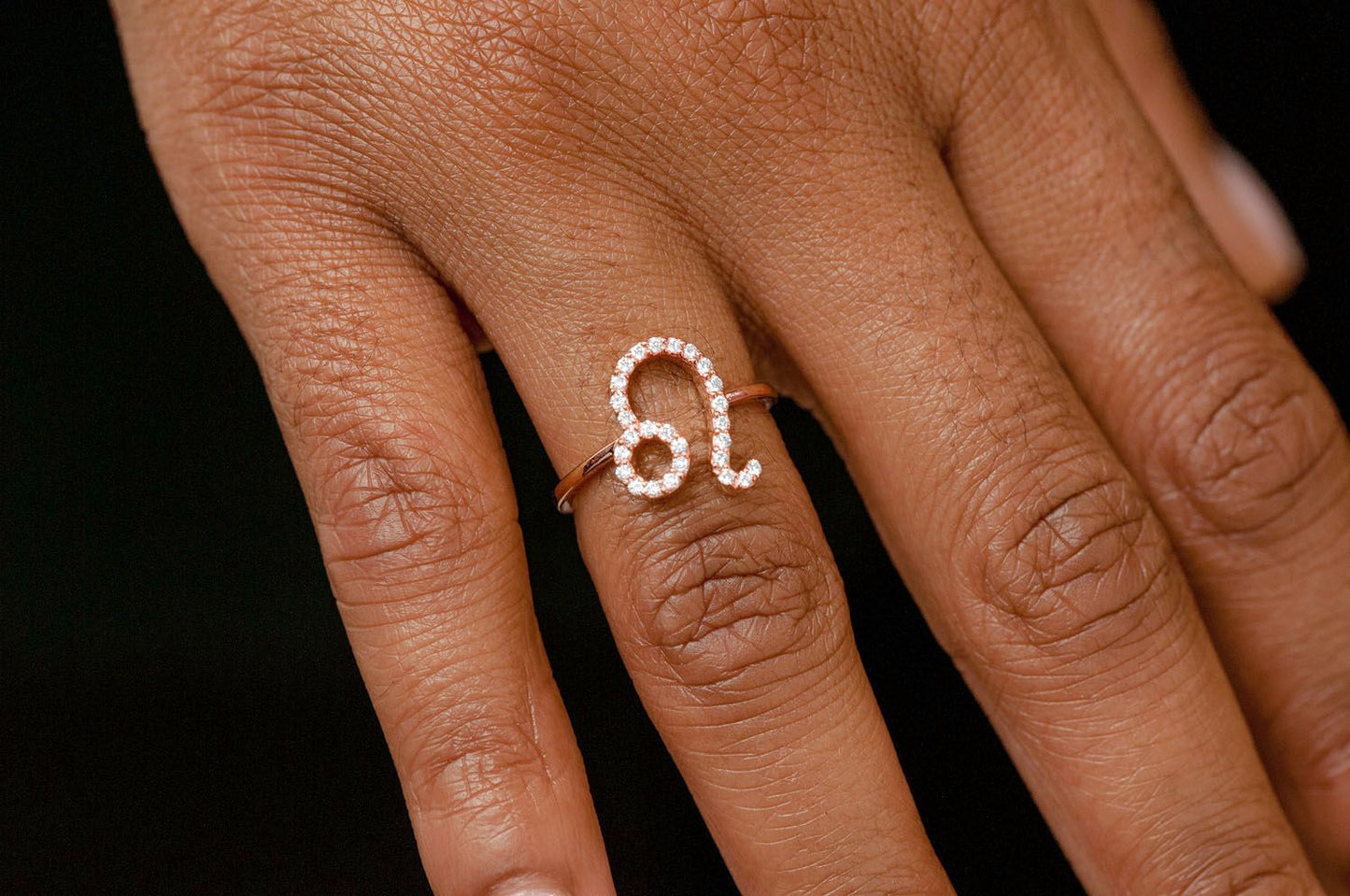 LEO ZODIAC DIAMOND RING 14K SOLID GOLD 0.10CTW