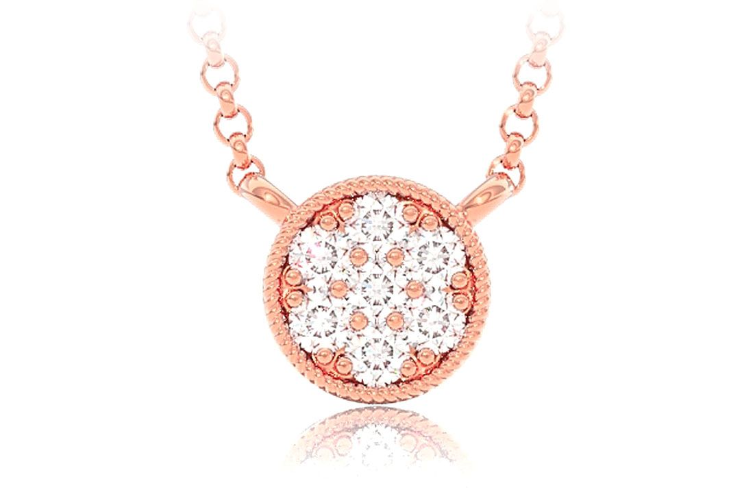 ROUND DIAMOND DISC PENDANT 14K SOLID GOLD 0.10CTW