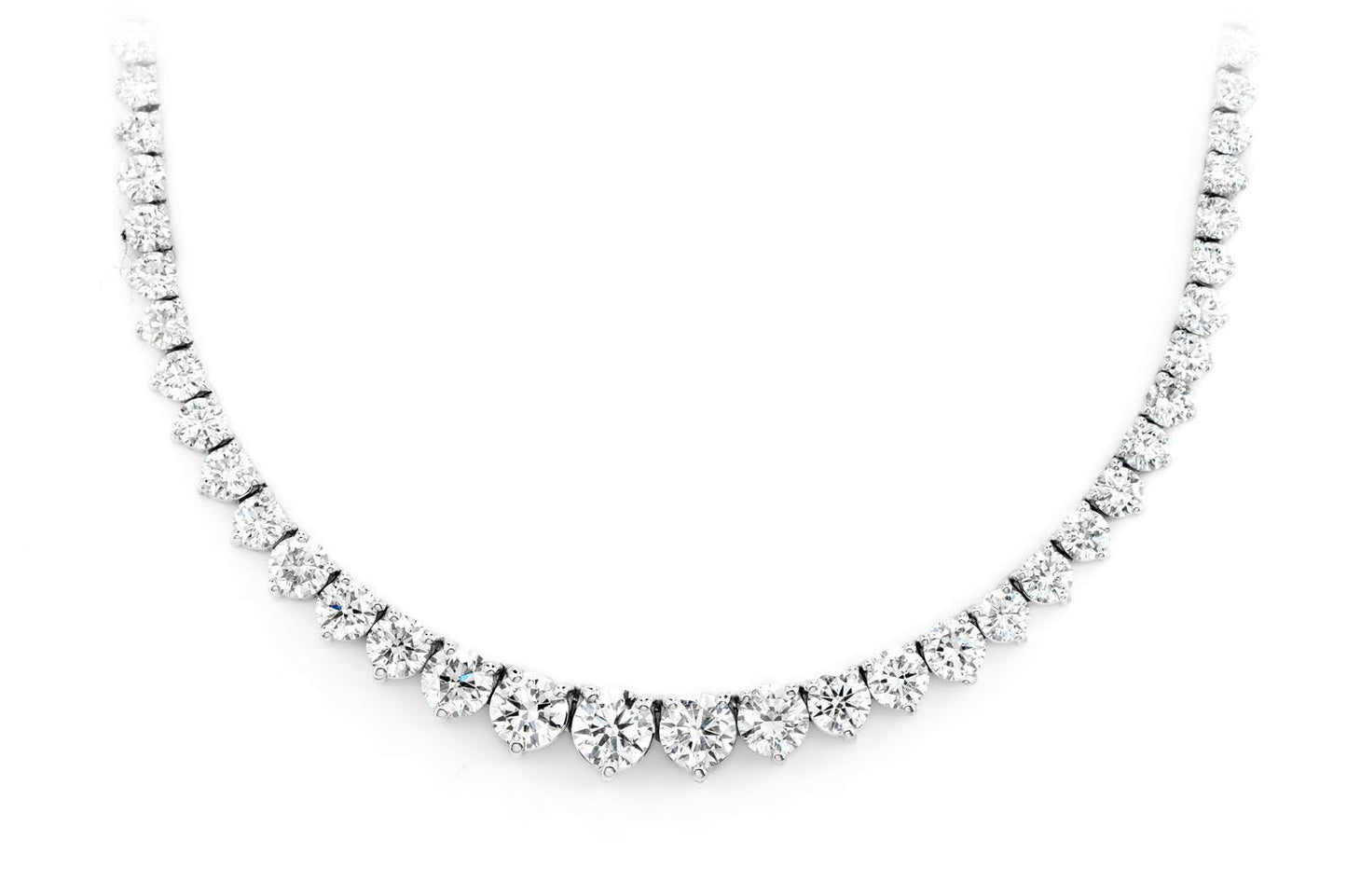 ROUND BRILLIANT DIAMOND GRADUATED TENNIS NECKLACE SOLID GOLD 9.45CTW