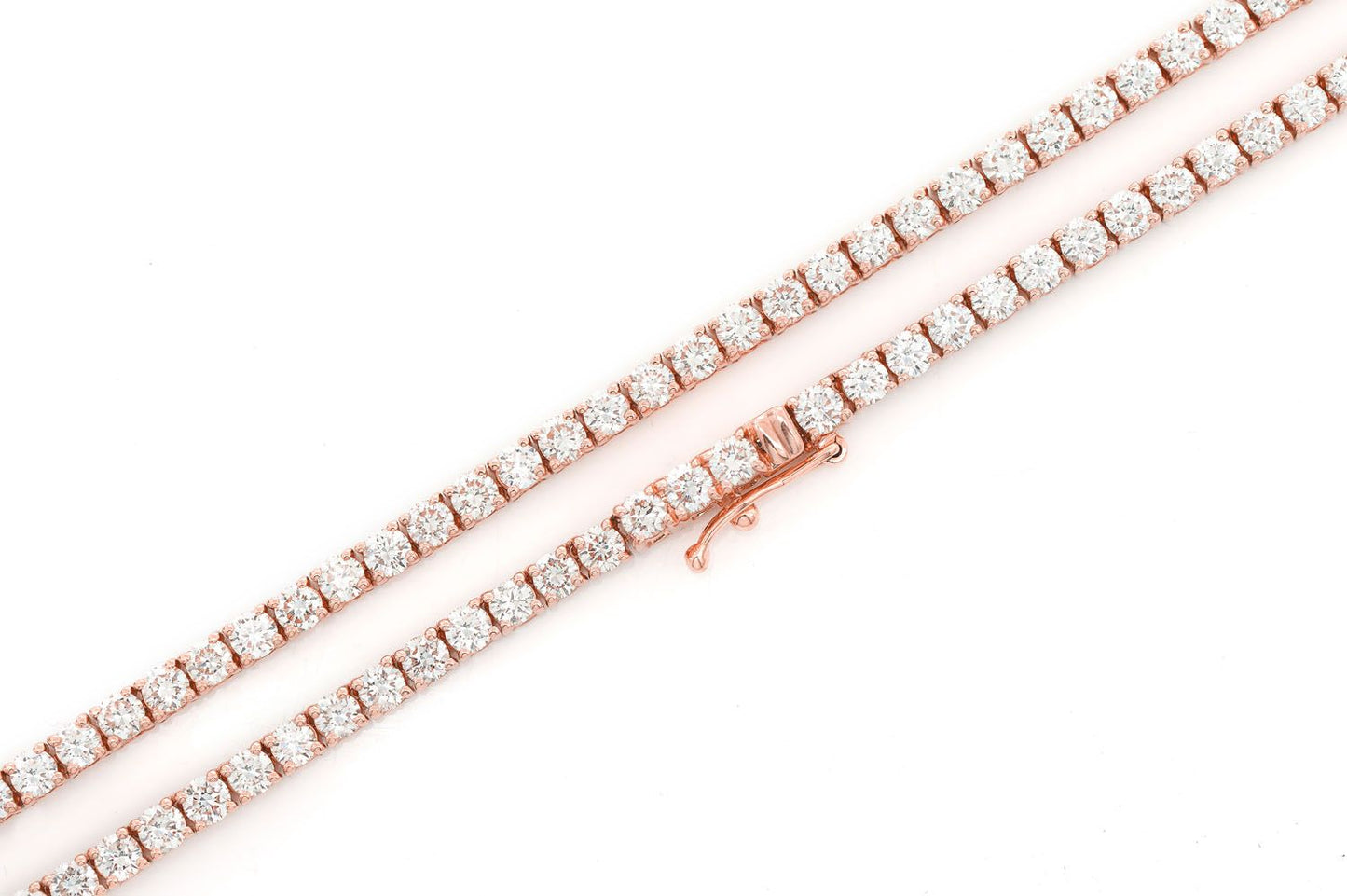 COLIER TENIS CU 5 PIELE, SET DIAMANTE, AUR MASIV DE 14K, 11.00 CT