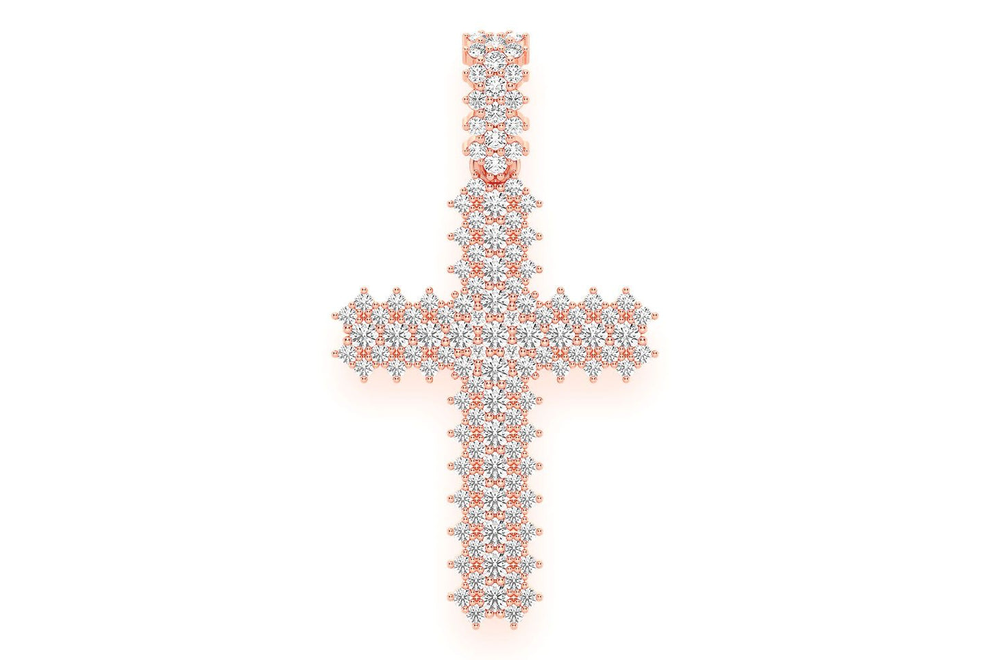 SMALL 5 ROW JAGGED CROSS DIAMOND PENDANT 14K SOLID GOLD 0.75CTW