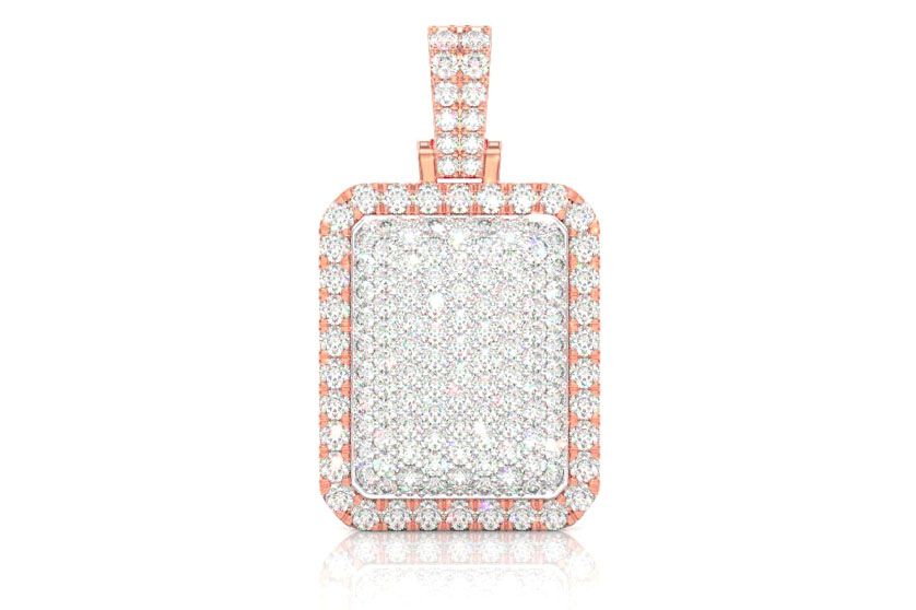 PILLOW DOUBLE LAYER DIAMOND PENDANT 14K SOLID GOLD 6.75CTW