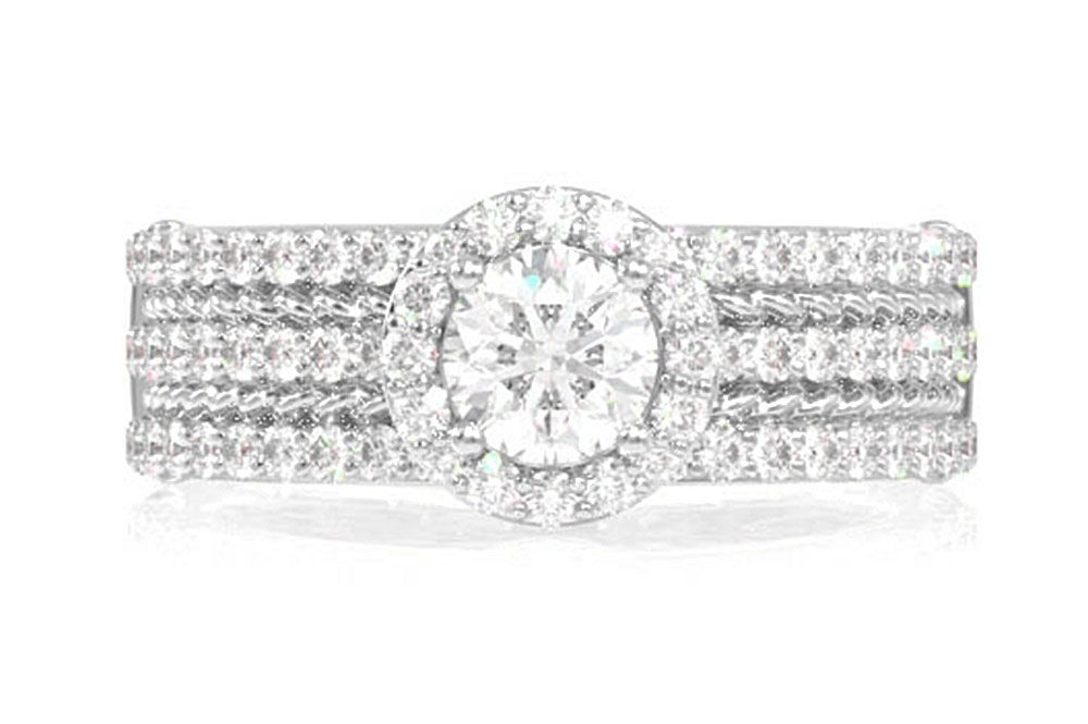 THREE ROW DIAMOND ROPE ENGAGEMENT RING - 1.00CTW