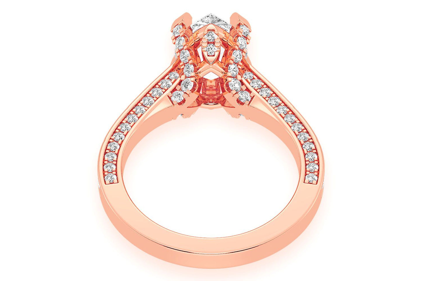 2.00CT PEAR SOLITAIRE - DELUXE ONE ROW SCALLOP - DIAMOND ENGAGEMENT RING