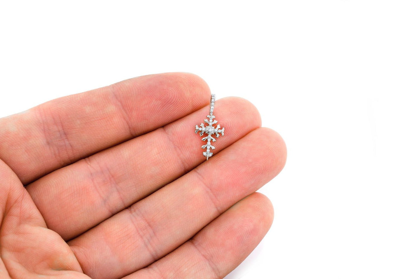 FILIGREE CROSS DIAMOND PENDANT 14K SOLID GOLD 0.10CTW