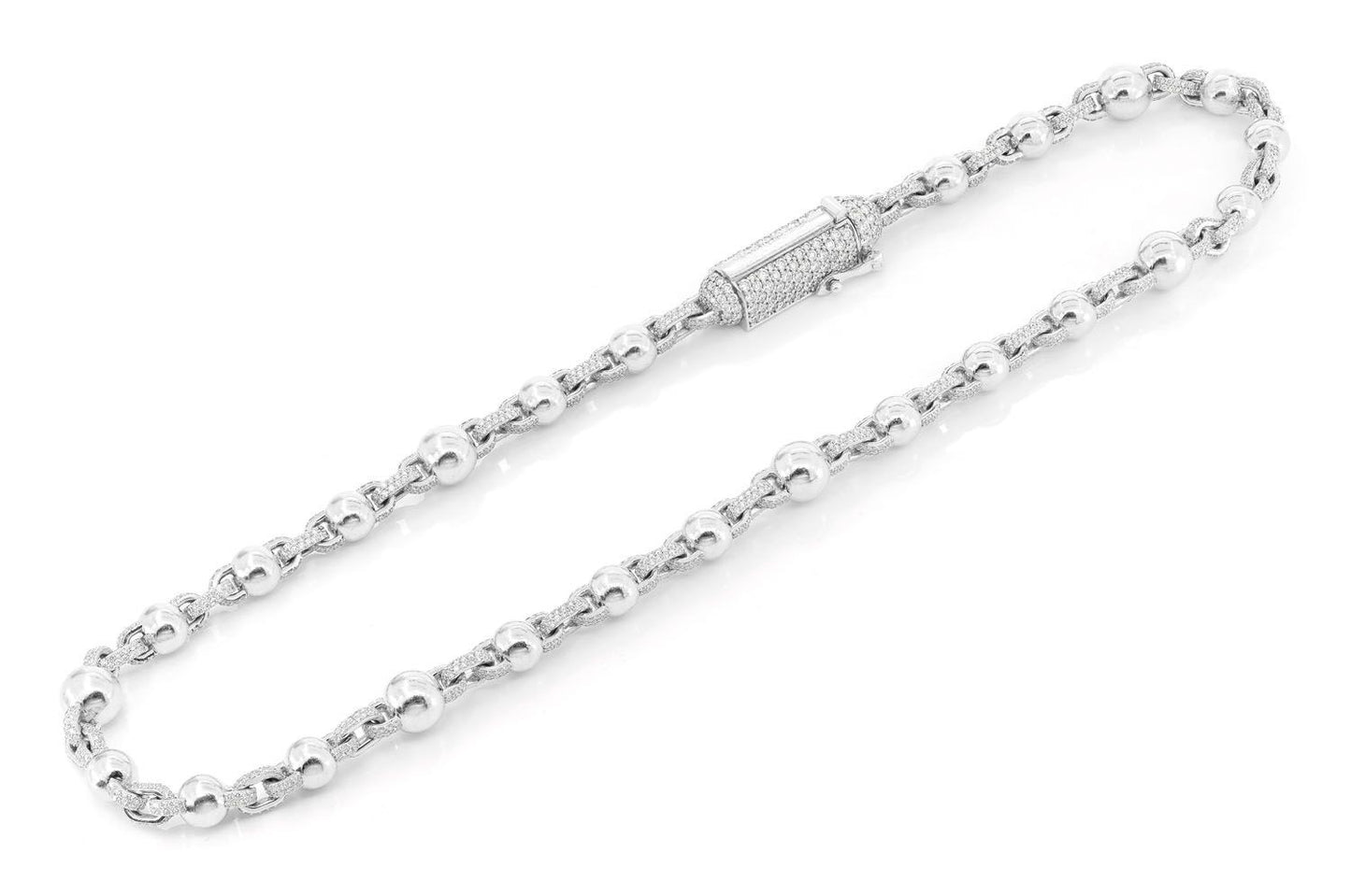 ROLO BEADED DIAMOND NECKLACE 14K SOLID GOLD 30.00CTW