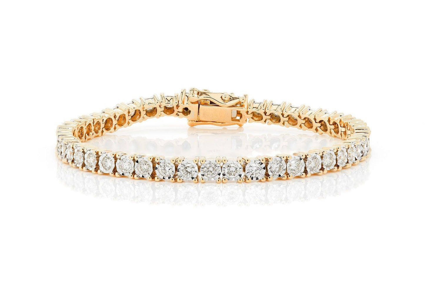 9PT MIRACLE SET DIAMOND TENNIS BRACELET 14K SOLID GOLD 4.50CTW