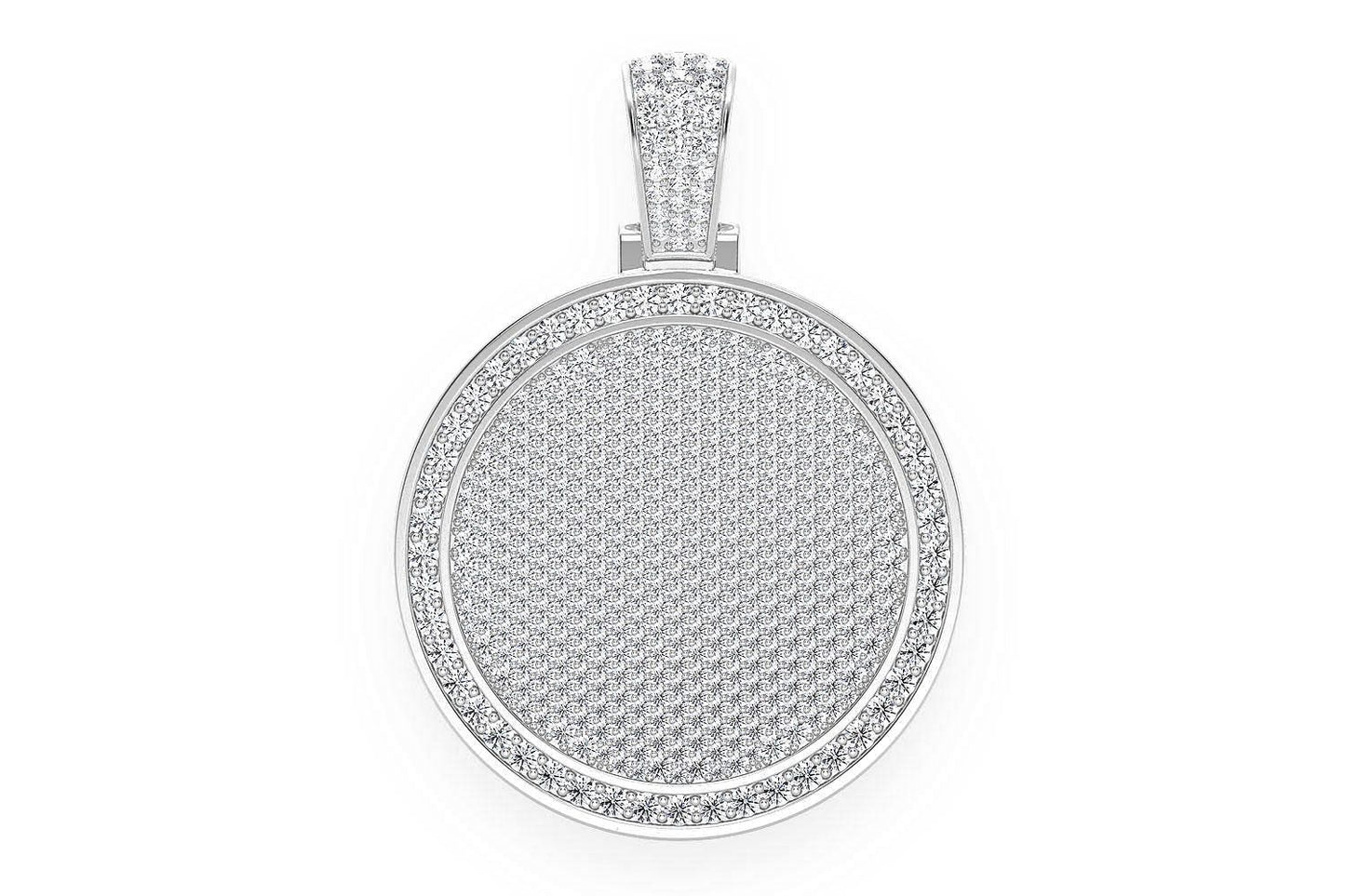ROUND MEDALLION DIAMOND PENDANT 14K SOLID GOLD 5.00CTW