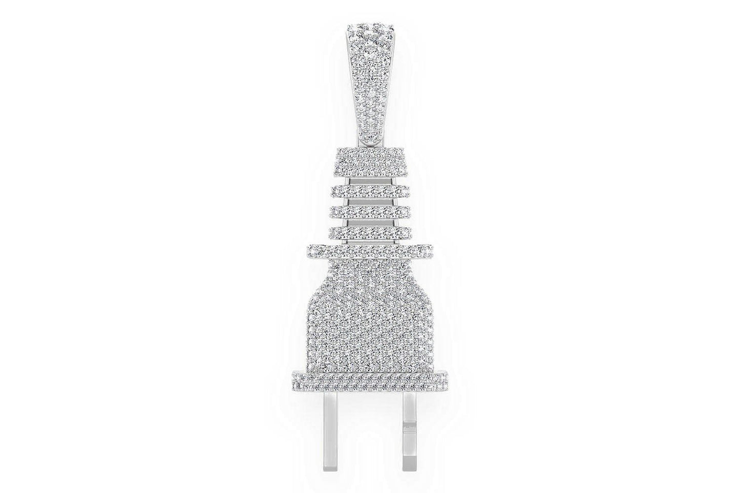 ELECTRIC PLUG DIAMOND PENDANT 14K SOLID GOLD 2.15CTW