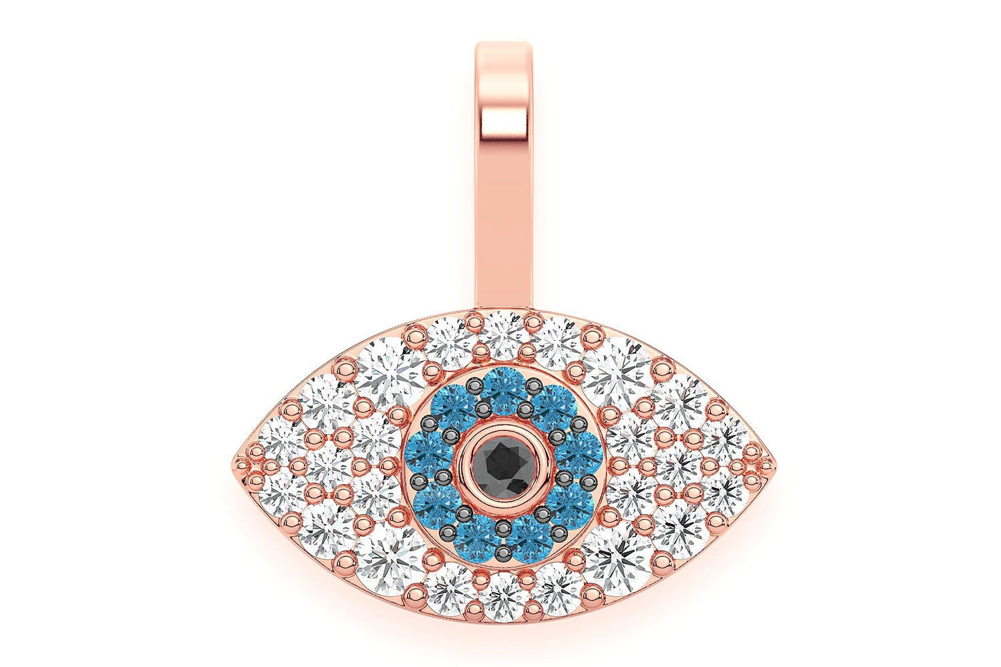 PANDANT CU DIAMANT EVIL EYE, AUR MASIV DE 14K, 0.20CT