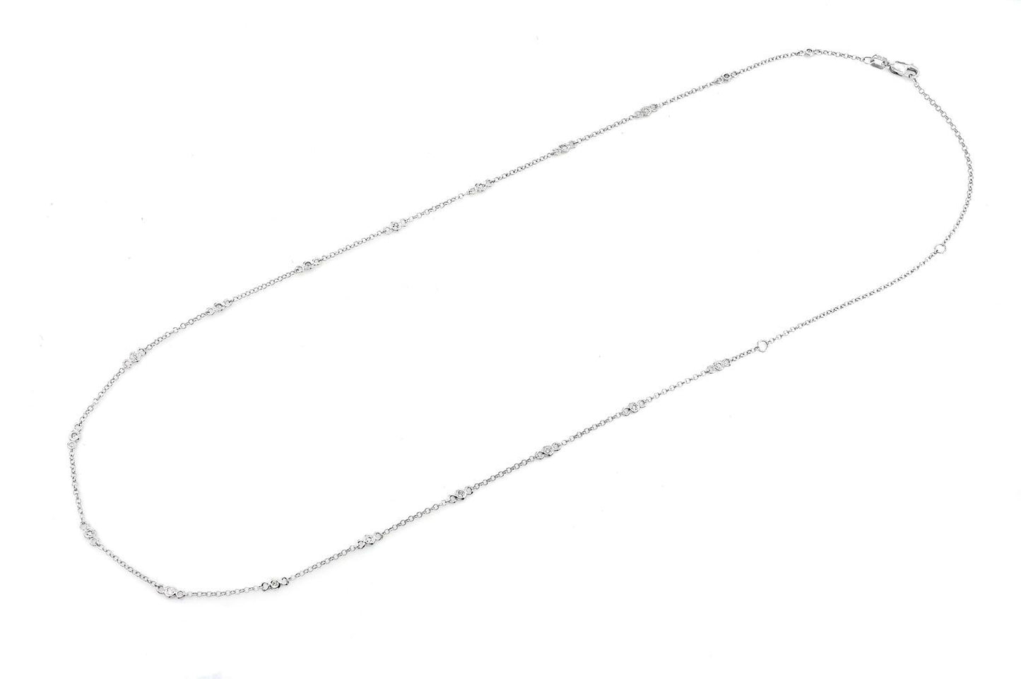 ROUND BEZEL SET DIAMOND NECKLACE CONNECTED 14K SOLID GOLD 0.35CTW