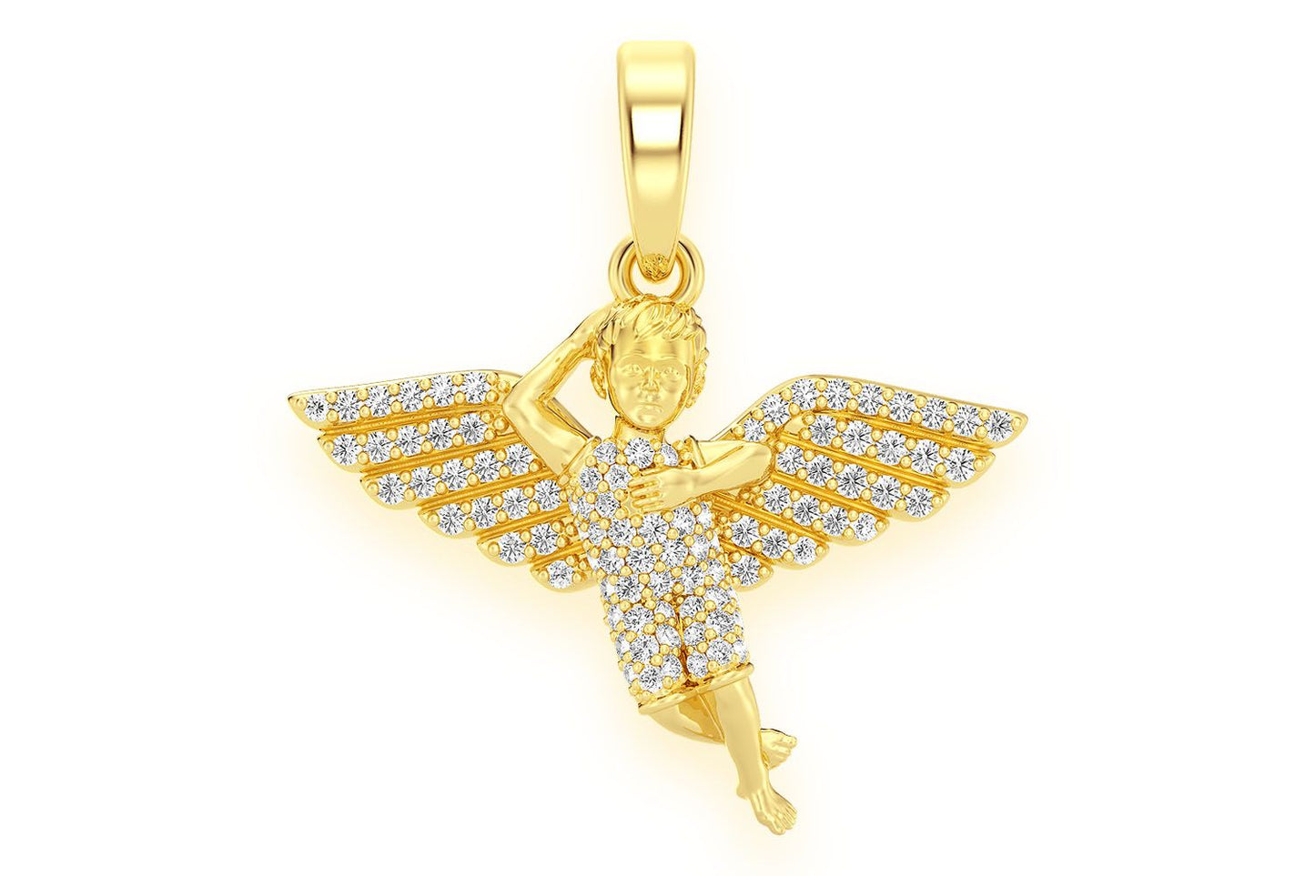 ANGEL DIAMOND PENDANT 14K SOLID GOLD .33CTW